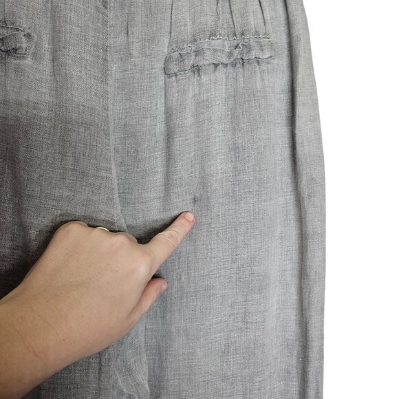Tempo Paris Pull On Linen Womens‎ Relaxed Fit Gray Pants Size S Lagenlook - Picture 4 of 11
